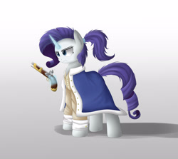 Size: 2300x2048 | Tagged: safe, artist:vanillaghosties, rarity, pony, unicorn, flintlock, gun, hamilton, pistol, solo, weapon