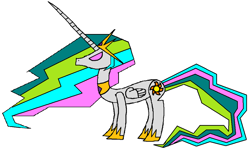 Size: 1024x609 | Tagged: safe, artist:killerbug2357, princess celestia, alicorn, pony, robot, 1000 hours in ms paint, ms paint, simple background, solo, white background