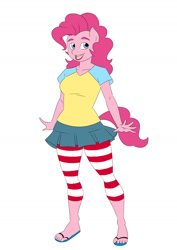 Size: 1200x1697 | Tagged: safe, artist:thecreator9, pinkie pie, anthro, clothes, female, pink hair, pink skin, smiling, solo