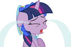 Size: 1712x1138 | Tagged: safe, artist:mighty355, derpibooru import, twilight sparkle, adult foal, bonnet, crying, floppy ears, ocular gushers, sad, simple background, solo, transparent background, vector