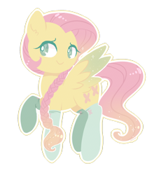 Size: 1280x1477 | Tagged: safe, artist:hawthornss, part of a set, fluttershy, pegasus, pony, alternate hairstyle, clothes, ear fluff, pretty, shiny, simple background, socks, solo, transparent background