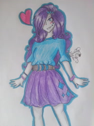 Size: 2448x3264 | Tagged: safe, artist:titird, rarity, equestria girls, heart, solo, traditional art