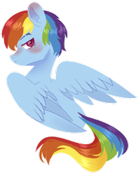 Size: 900x1140 | Tagged: safe, artist:mei-sann, derpibooru import, rainbow dash, pegasus, pony, blushing, ear blush, simple background, solo, transparent background