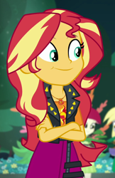 Size: 700x1080 | Tagged: safe, screencap, sunset shimmer, better together, equestria girls, forgotten friendship, cropped, geode of empathy, magical geodes, smiling, solo