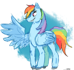 Size: 784x747 | Tagged: safe, artist:rorakkusu, derpibooru import, rainbow dash, pegasus, pony, smiling, solo