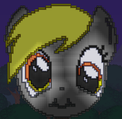 Size: 1072x1040 | Tagged: safe, derpy hooves, pegasus, pony, blonde mane, gray coat, pixel art, terraria