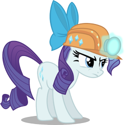 Size: 800x799 | Tagged: safe, artist:seahawk270, rarity, pony, unicorn, gauntlet of fire, bow, hard hat, hat, helmet, light, magic, mining helmet, simple background, solo, transparent background, vector