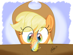 Size: 2048x1536 | Tagged: safe, artist:stuhp, applejack, earth pony, pony, bits, inception, solo, spinning