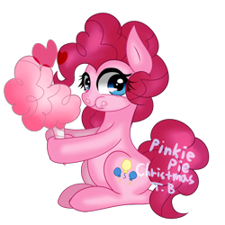 Size: 3000x3000 | Tagged: safe, artist:korchristmas, pinkie pie, earth pony, pony, cotton candy, cute, food, simple background, solo, transparent background