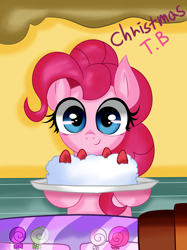 Size: 5000x6700 | Tagged: safe, artist:korchristmas, pinkie pie, earth pony, pony, absurd resolution, cake, cute, solo, sugarcube corner