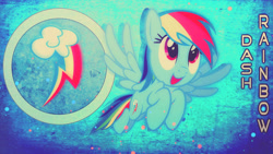 Size: 1024x576 | Tagged: safe, artist:stabzor, artist:unravelgirl, derpibooru import, rainbow dash, pegasus, pony, cutie mark, happy, leaping, vector, wallpaper