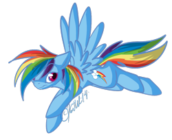 Size: 840x687 | Tagged: safe, artist:felisrandomis, derpibooru import, rainbow dash, pegasus, pony, flying, simple background, solo, spread wings, transparent background