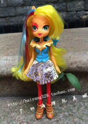 Size: 575x805 | Tagged: safe, applejack, equestria girls, rainbow rocks, doll, irl, photo, solo, taobao, toy