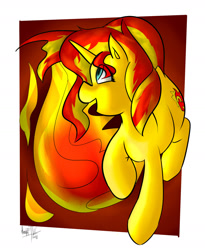 Size: 1280x1559 | Tagged: safe, artist:elbenjaftw, sunset shimmer, pony, fire, solo