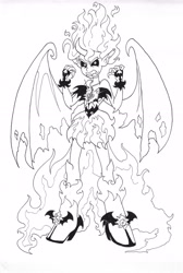 Size: 1518x2258 | Tagged: safe, sunset satan, sunset shimmer, demon, equestria girls, angry, uncolored skin, wings