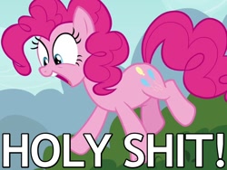 Size: 800x600 | Tagged: safe, screencap, pinkie pie, earth pony, pony, it ain't easy being breezies, caption, image macro, open mouth, reaction image, shocked, solo, surprised, vulgar