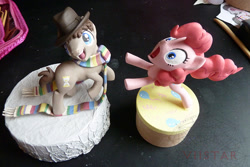 Size: 750x502 | Tagged: safe, artist:viistar, doctor whooves, pinkie pie, earth pony, pony, clothes, companions, doctor who, fourth doctor, scarf, sculpture