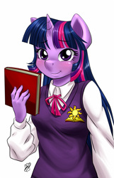 Size: 451x700 | Tagged: safe, artist:pia-sama, derpibooru import, twilight sparkle, anthro, comic:rogue diamond, clothes, school uniform, solo