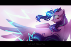 Size: 2449x1632 | Tagged: safe, artist:mirtash, starlight glimmer, alicorn, pony, alicornified, blood, corrupted, evil starlight, female, glowing horn, horn, injured, open mouth, race swap, rcf community, shrunken pupils, solo, starlicorn, violence, xk-class end-of-the-world scenario