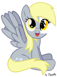 Size: 2952x4000 | Tagged: safe, artist:dzejpi, derpy hooves, paper eyes, signature, simple background, sitting, solo, transparent background, vector