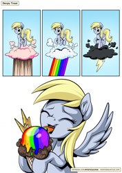 Size: 955x1351 | Tagged: safe, artist:mysticalpha, derpy hooves, pegasus, pony, cloud, comic, cute, derpabetes, female, food, ice cream, mare, solo, spicy