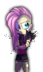 Size: 550x932 | Tagged: safe, artist:fj-c, fluttershy, equestria girls, alternate hairstyle, breasts, clothes, delicious flat chest, flattershy, goth, shorts, solo