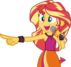 Size: 2083x1976 | Tagged: safe, artist:phucknuckl, sunset shimmer, equestria girls, clothes, female, microphone, open mouth, rainbow rocks outfit, simple background, skirt, solo, transparent background, vector