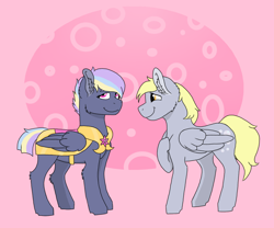 Size: 1200x1000 | Tagged: safe, artist:shortcake1284, derpy hooves, oc, pegasus, pony, female, mare, mother and child, mother and daughter, offspring, parent and child, parent:derpy hooves, royal guard armor