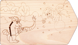 Size: 1024x589 | Tagged: safe, artist:malte279, derpy hooves, discord, bubble, craft, cute, derpabetes, discute, food, muffin, outlines only, pyrography, traditional art