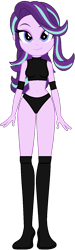 Size: 455x1524 | Tagged: safe, artist:invisibleink, artist:marcusvanngriffin, edit, starlight glimmer, equestria girls, belly button, boots, clothes, commission, elbow pads, female, knee pads, looking at you, midriff, shoes, simple background, solo, sports, sports bra, sports panties, transparent background, vector, wrestler, wrestling