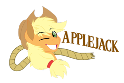 Size: 900x600 | Tagged: safe, artist:neonstreaksns, applejack, earth pony, pony, rope, simple background, solo, transparent background, wink