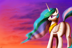 Size: 2259x1520 | Tagged: safe, artist:jeki, princess celestia, alicorn, pony, plot, solo, sunbutt, sunset