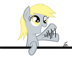 Size: 680x542 | Tagged: safe, artist:wyezee, derpy hooves, derp, simple background, waving, white background