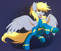 Size: 1100x912 | Tagged: safe, artist:hioshiru, derpy hooves, pegasus, pony, clothes, cute, dawwww, derpabetes, female, mare, open mouth, open smile, smiling, solo, uniform, weapons-grade cute, wonderbolts uniform