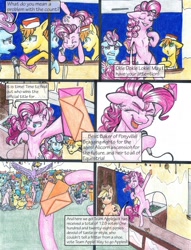 Size: 1280x1674 | Tagged: safe, artist:tillie-tmb, applejack, carrot cake, cloud kicker, cup cake, derpy hooves, pinkie pie, sunshower raindrops, earth pony, pony, comic:the amulet of shades, armpits, microphone, traditional art