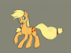 Size: 4000x3000 | Tagged: safe, artist:golden-redhead, applejack, earth pony, pony, doodle, hatless, missing accessory, raised hoof, smiling, solo