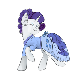 Size: 800x800 | Tagged: safe, artist:cheshiresdesires, rarity, pony, unicorn, alternate hairstyle, clothes, dress, eyes closed, raised hoof, solo