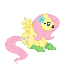 Size: 706x616 | Tagged: safe, artist:laurenwithoutsound, fluttershy, pegasus, pony, clothes, flower, socks, solo