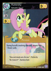 Size: 344x480 | Tagged: safe, apple bloom, fluttershy, pegasus, pony, ccg, crystal games, enterplay, mlp trading card game