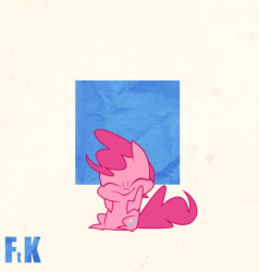 Size: 950x1000 | Tagged: safe, artist:fluttershythekind, pinkie pie, earth pony, pony, animated, chibi, confetti, cute, diapinkes, female, happy, jumping, mare, no pupils, smiling, solo