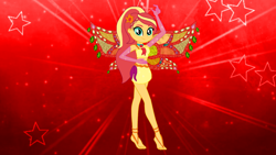 Size: 1280x720 | Tagged: safe, artist:gouhlsrule, artist:manitas478, sunset shimmer, equestria girls, barefoot, base used, clothes, crossover, enchantix, fairy, fairy wings, feet, gloves, long gloves, rainbow s.r.l, winged humanization, wings, winx club