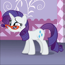 Size: 483x483 | Tagged: safe, screencap, rarity, pony, unicorn, canterlot boutique, cropped, cute, glasses, sad, totes adorbs