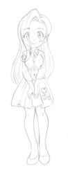 Size: 348x892 | Tagged: safe, fluttershy, human, humanized, monochrome, solo