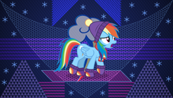 Size: 3840x2160 | Tagged: safe, artist:laszlvfx, artist:luckreza8, derpibooru import, edit, rainbow dash, pegasus, pony, best gift ever, female, hat, mare, solo, wallpaper, wallpaper edit