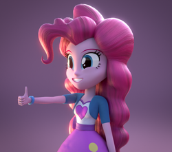 Size: 840x744 | Tagged: safe, artist:creatorofpony, pinkie pie, equestria girls, /mlp/, 3d, 3d model, blender, clothes, skirt, smiling, solo, thumbs up