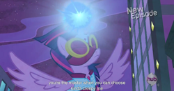 Size: 1152x608 | Tagged: safe, derpibooru import, screencap, masked matter-horn, twilight sparkle, twilight sparkle (alicorn), alicorn, pony, power ponies (episode), female, mare, meme, power ponies, solo, youtube caption