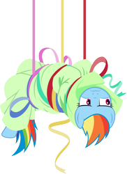 Size: 5827x8001 | Tagged: safe, artist:lahirien, derpibooru import, rainbow dash, pegasus, pony, party pooped, .ai available, absurd resolution, rainbond dash, simple background, solo, tied up, transparent background, upside down, vector