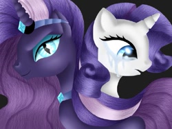 Size: 533x400 | Tagged: safe, artist:xxkawaiiusagi-chanxx, nightmare rarity, rarity, pony, unicorn, crying, duality