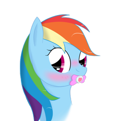 Size: 750x750 | Tagged: safe, artist:ricktin, derpibooru import, rainbow dash, pegasus, pony, blushing, pacifier