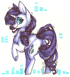 Size: 722x796 | Tagged: safe, artist:tenebristayga, rarity, pony, unicorn, chest fluff, fluffy, looking back, plot, raised hoof, simple background, solo, transparent background, wet